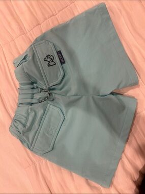 Kids Light Aqua Drawstring Board Shorts with Pocket Detail
